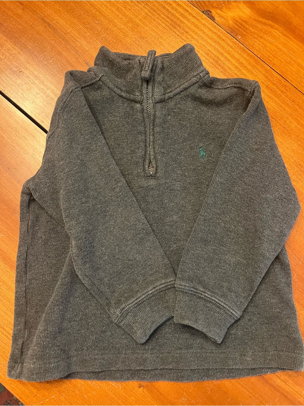 Ralph Lauren Dark Gray Half-Zip Sweater with Green Pony
